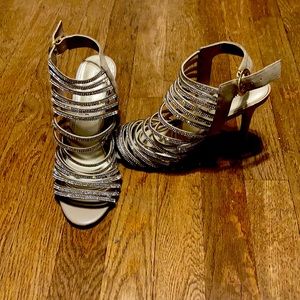 Audrey Brooke sparkly, strappy 2.5 inch heels